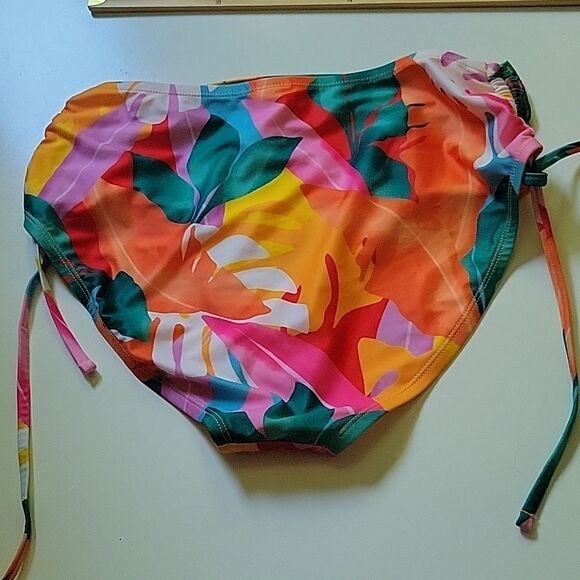 NEW BCBG PARIS XL CINCH SIDE TIE SEXY HAWAIIAN TROPICAL SWIM BOTTOMS X LARGE NWT - Picture 9 of 9
